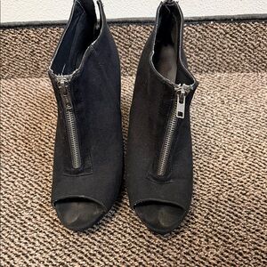 Material Girl Black Zippered Ankle Booties